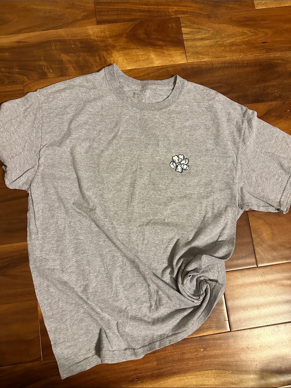Heather Gray T-Shirt with Small Floral Graphic